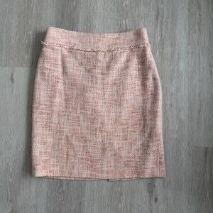Conrad C Proportion Petite Skirt Tweed Coral Salmon Pink Pencil Skirt Size 6P
